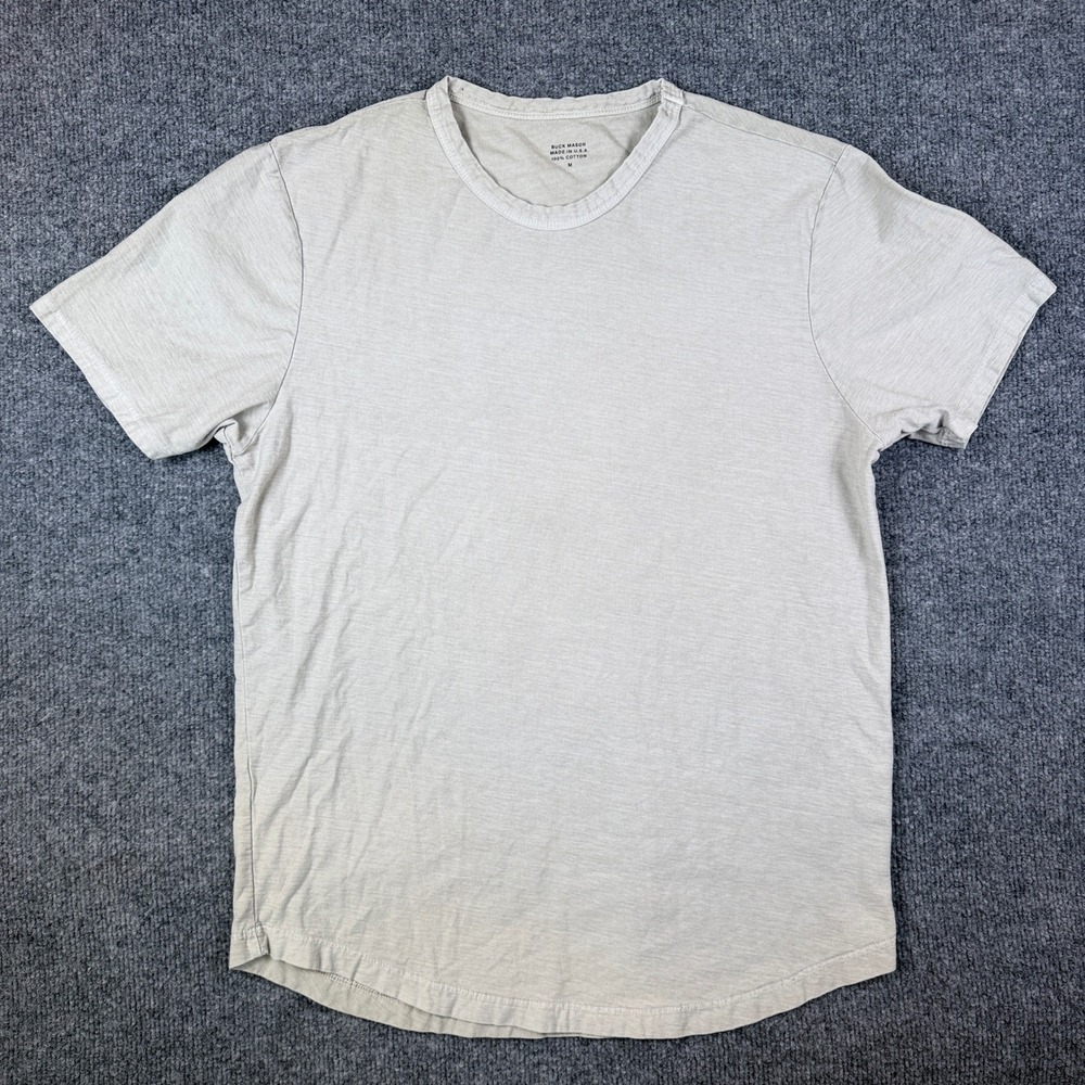 Buck Mason Slub Curved Hem Short Sleeve T Shirt Mens M Gray Made in USA